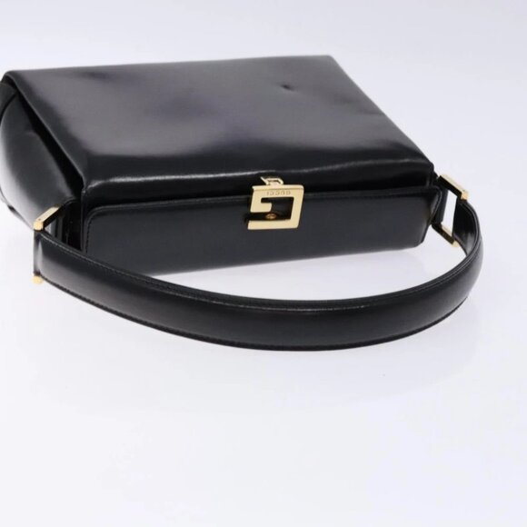 GUCCI Hand Bag Leather Black Gold - Picture 5 of 15